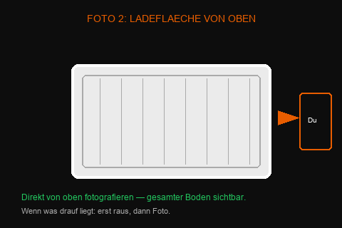 Ladefläche von oben fotografieren