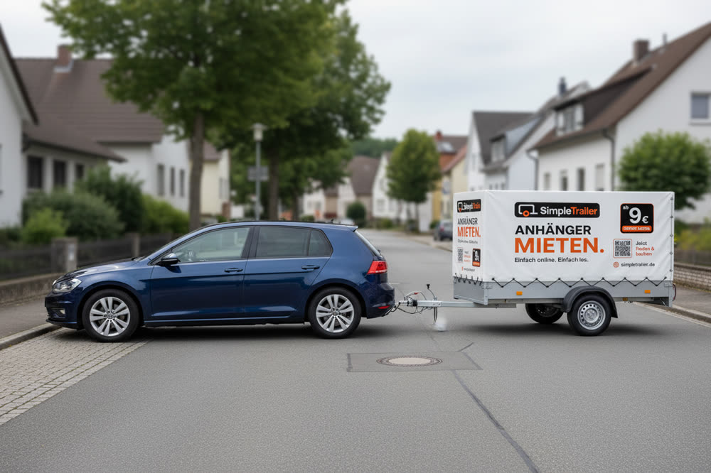 SimpleTrailer-Anhänger hinter einem normalen PKW – Gespann für Führerschein Klasse B