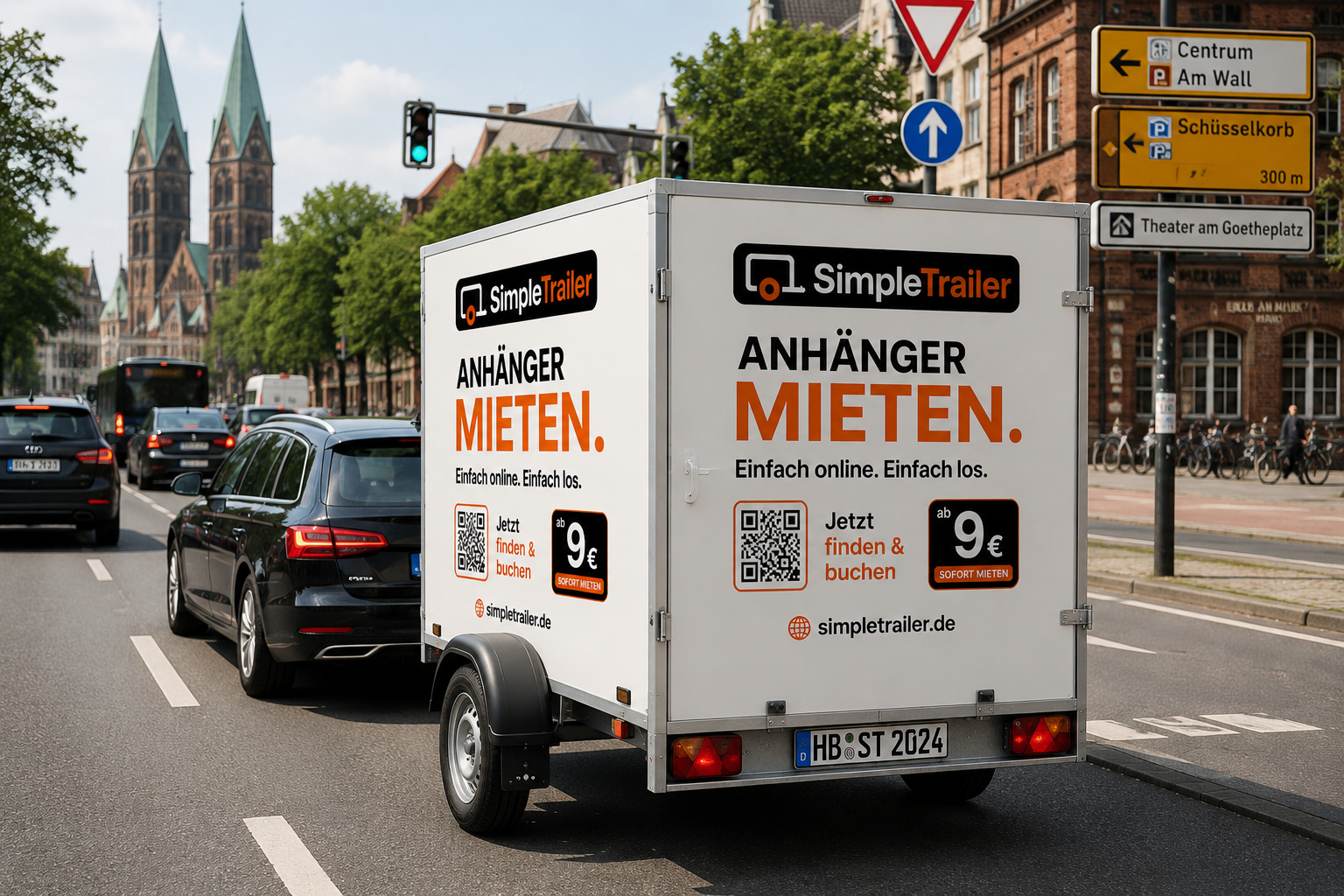 Anhänger im Bremer Stadtverkehr für Großeinkauf
