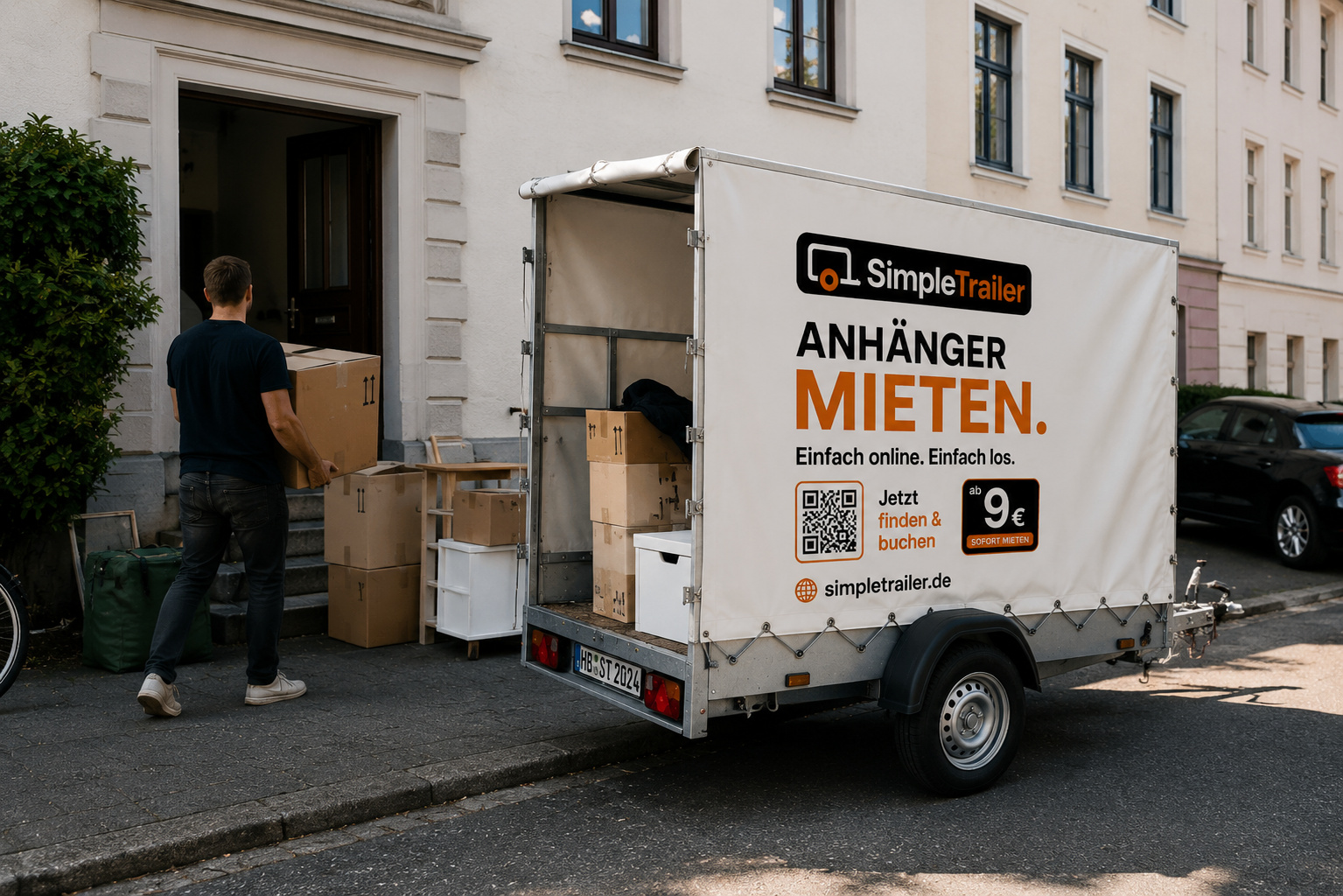 Anhänger mit Umzugskartons in Bremen